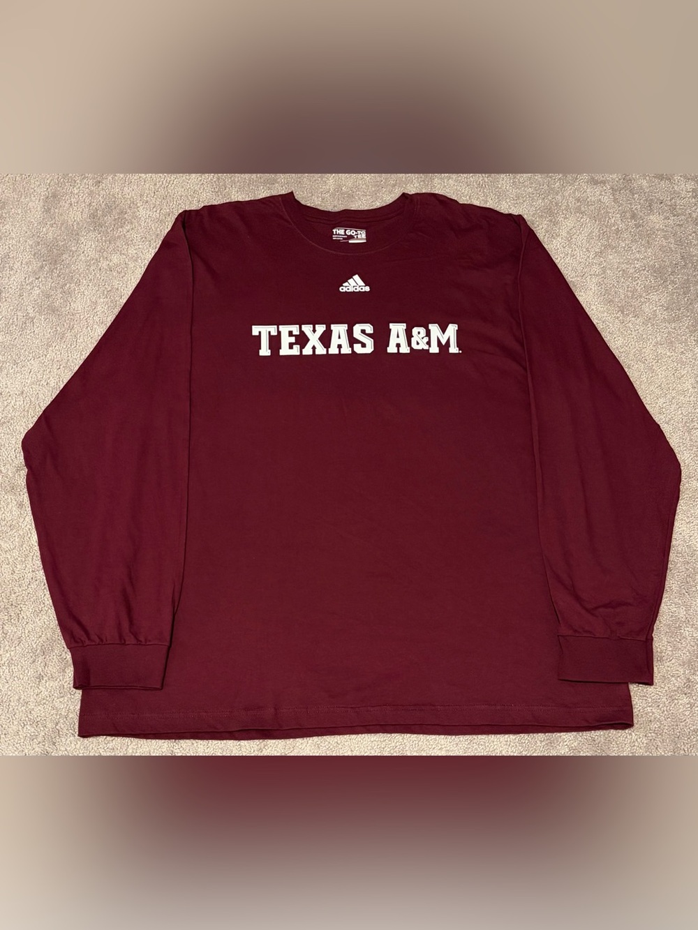 Adidas Texas A&M University College Men’s Long Sleeve Maroon T Shirt Size 2XL